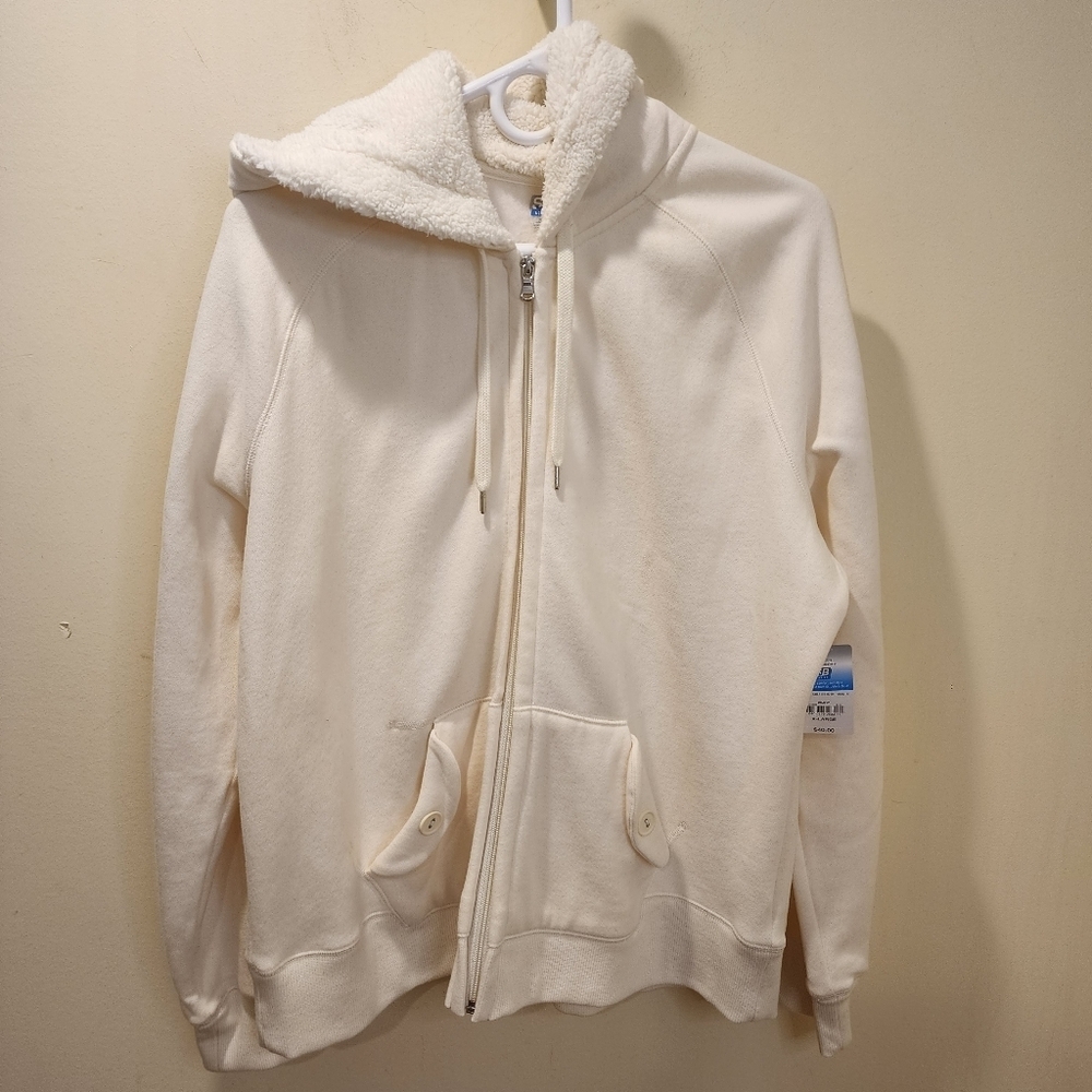 SJB Active Ivory Hooded Cozy Zip-Up Sweatshirt size XL NWT